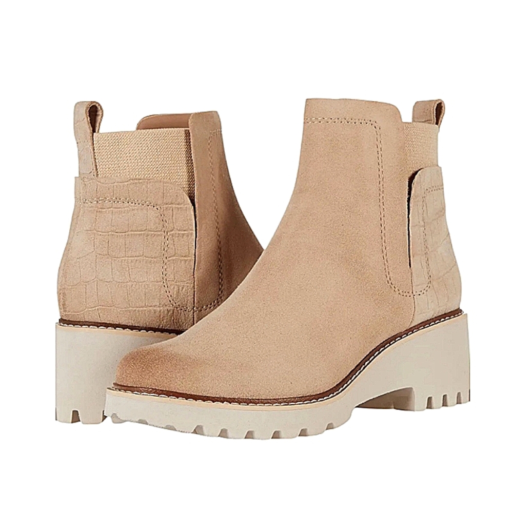 DOLCE VITA Huey H20 Anthropologie Suede Croc Waterproof Chelsea Ankle Bootie NWT
